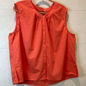 Tribal Cotton Coral Button Sleeveless Top